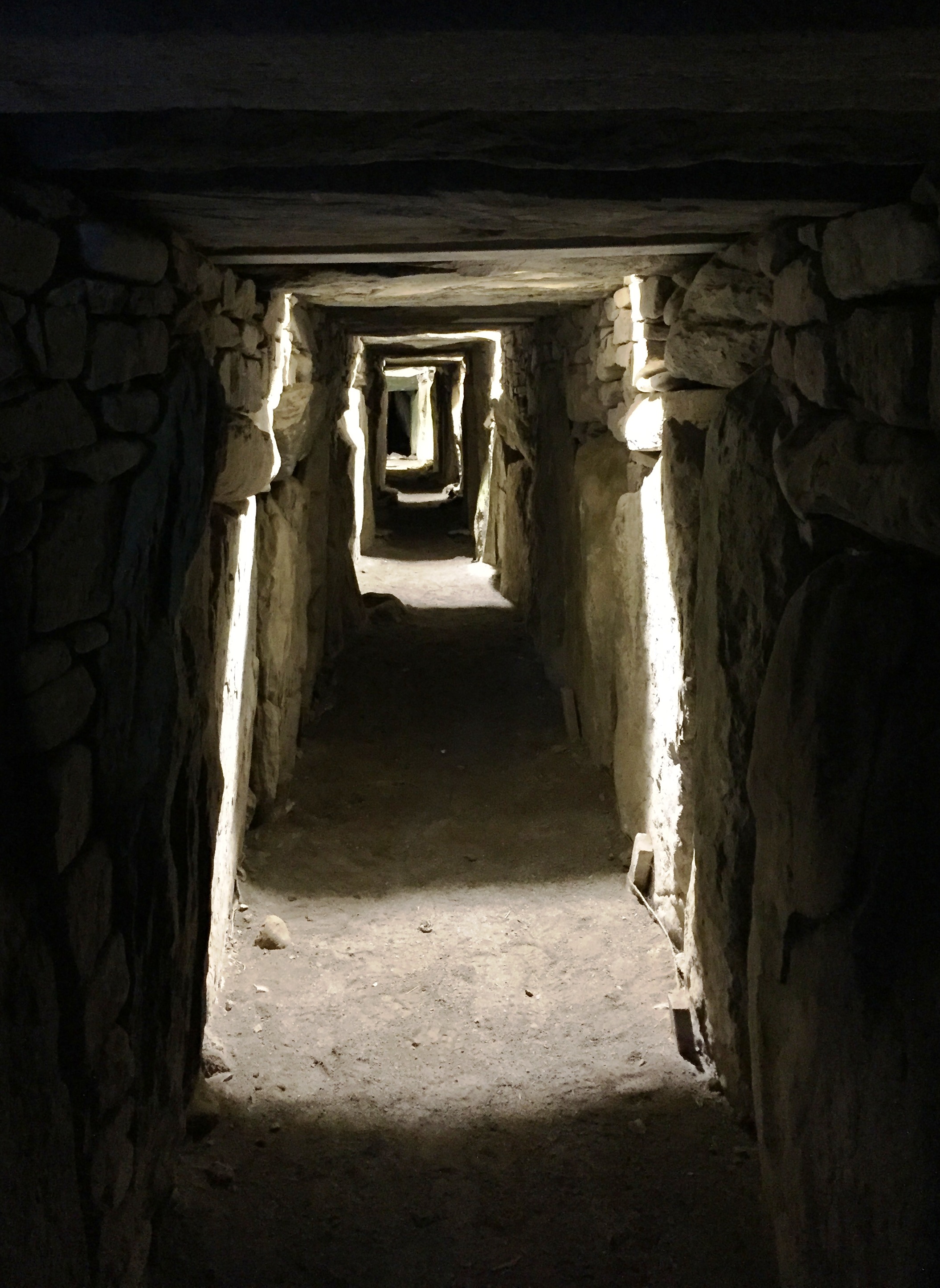 Looking down one of the central passages in the Knowth mound. Photo by Martha Clark.